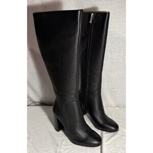 NEW NIB Kenneth Cole Leather Knee High Justin Boots Women’s Size SZ 6.5 Black